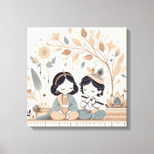 Arte de pared de Radha Krishna Mandala   Espiritua