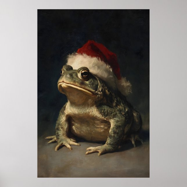 Arte de pared de rana de Navidad Impresión navideñ (Frente)
