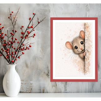 Arte de Pared de Ratón Curioso Mono Minimalista Im