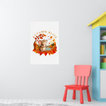 Arte de pared de ratón lindo de otoño Bliss
