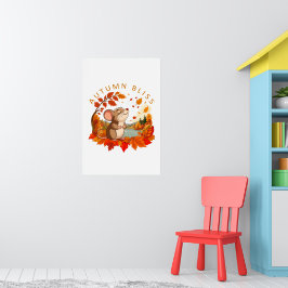 Arte de pared de ratón lindo de otoño Bliss
