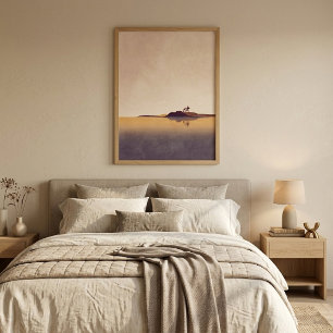 Arte de pared de reflexión de lago minimalista par