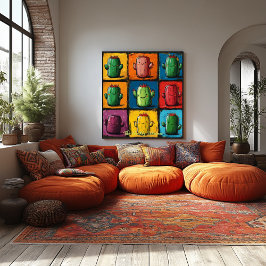 Arte de pared de rejilla de cactus pop art persona