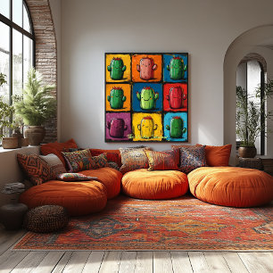 Arte de pared de rejilla de cactus pop art persona