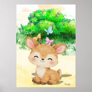 Arte de pared de reno bebé Póster imprimible