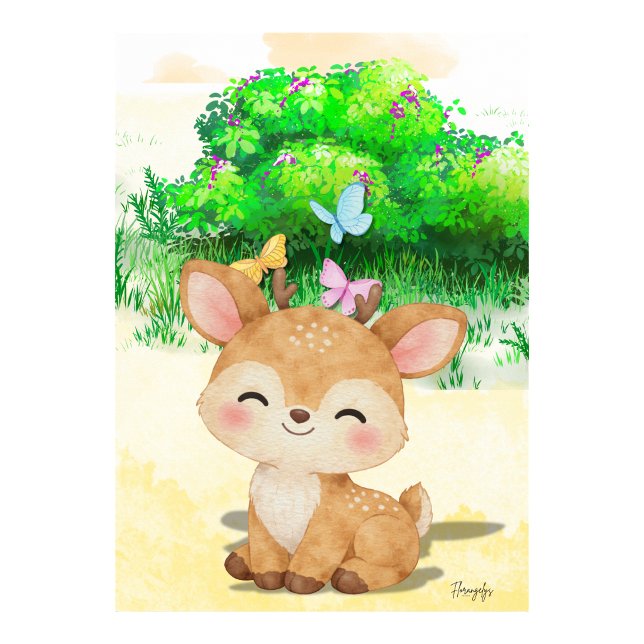 Arte de pared de reno bebé Póster imprimible (Baby Reindeer Wall art Printable poster)