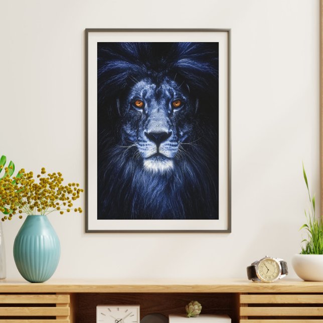 Arte de pared de retrato animal de león azul (Subido por el creador)