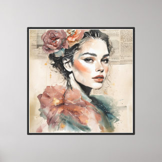 Arte de pared de retrato de color de agua de lujo 