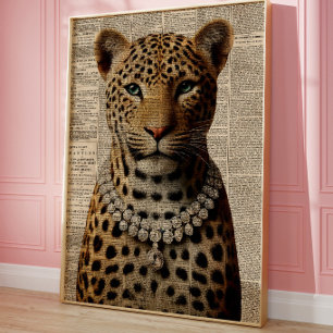 Arte de pared de retrato de leopardo vintage Sel
