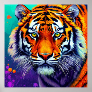 Arte de pared de retrato de tigre de la jungla vid