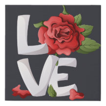 Arte de pared de rosa de amor botánico audaz