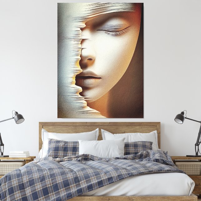 Arte de Pared de Rostro Femenino Abstracto – Textu (Insitu(Dormitorio))