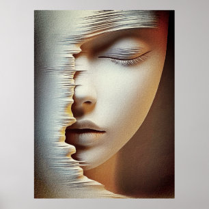 Arte de Pared de Rostro Femenino Abstracto – Textu