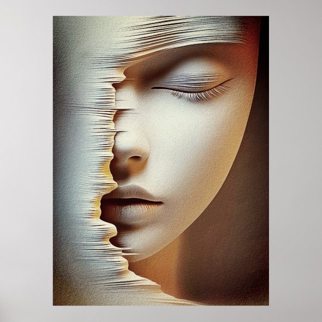 Arte de Pared de Rostro Femenino Abstracto – Textu (Frente)