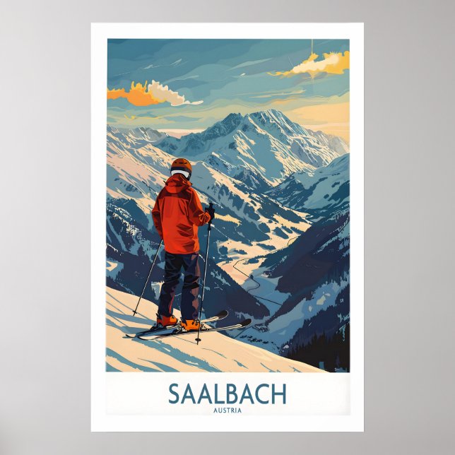 Arte de pared de Saalbach Impresión de esquí - Aus (Frente)