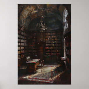 Arte de pared de sala de lectura de biblioteca vin