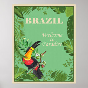 Arte de pared de selva de tucán, póster de viaje a