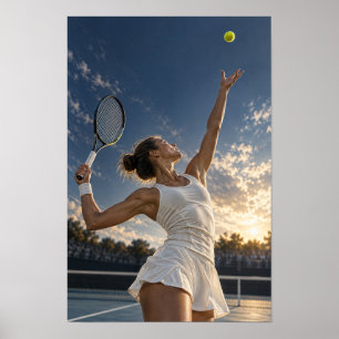 Arte de pared de servicio de tenis femenino – Teni