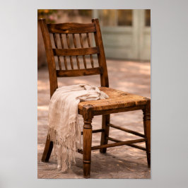 Arte de pared de silla rústica de campo francés