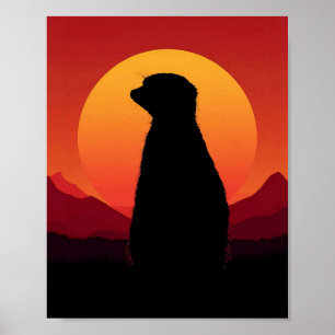 Arte de pared de silueta de puesta de sol - Animal