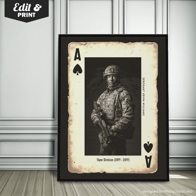 Arte de pared de soldados personalizados, As de es (Custom Soldier Wall Art, Ace of Spades Military Poster)