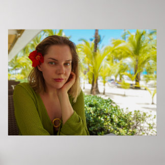 Arte de pared de spa tropical Mujer con cartel de