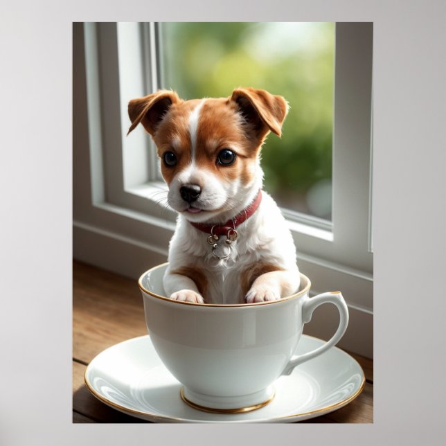 Arte de pared de taza de cachorro de Jack Russell  (Frente)