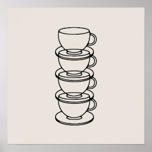 Arte de Pared de Tazas de Café Elegantes