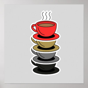 Arte de Pared de Tazas de Café Elegantes