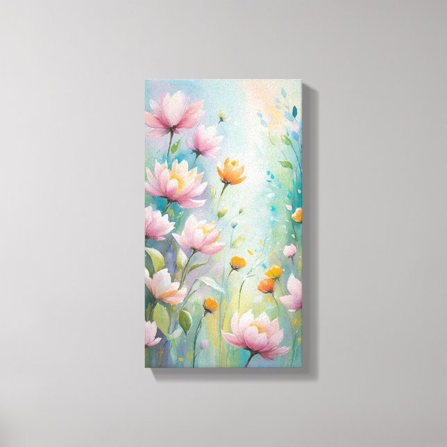 Arte de pared de tela de flores de Pastel (Anverso)