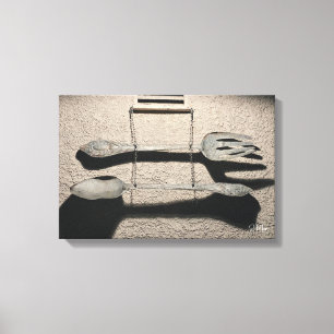 Arte de pared de tenedor y cuchara