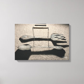 Arte de pared de tenedor y cuchara