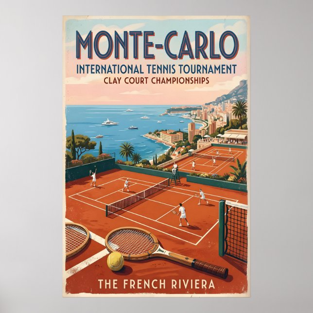Arte de pared de tenis Monte Carlo Cancha de Arcil (Frente)