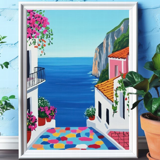 Arte de pared de terraza costera mediterránea (Subido por el creador)