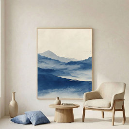 Arte de pared de terreno índigo abstracto