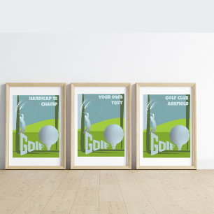 Arte de pared de texto de club de golf golfista ju