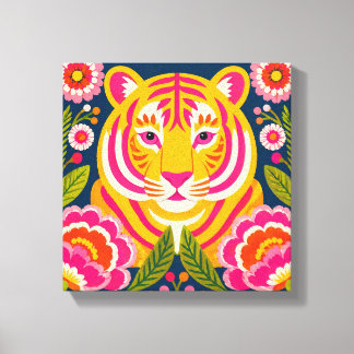 Arte de pared de tigre colorido en lienzo impresió