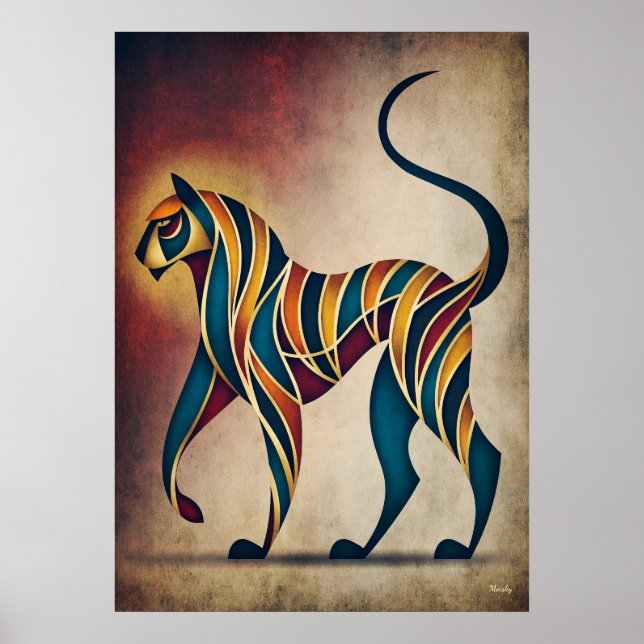 Arte de pared de tigre geométrico abstracto Art De (Frente)