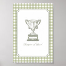 Arte de pared de trofeo vintage 'Campeón de corazó