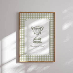 Arte de pared de trofeo vintage 'Campeón de corazó