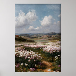Arte de pared de tulipanes impresos, flor de prima
