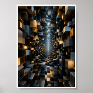 Arte de pared de túnel de cubo 3D infinito