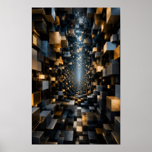 Arte de pared de túnel de cubo 3D infinito