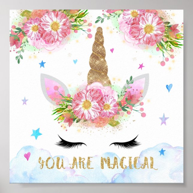 Arte de pared de Unicornio Mágico para Niñas (Frente)