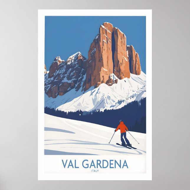 Arte de pared de Val Gardena Póster de esquí 1 (Frente)