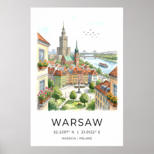 Arte de pared de Varsovia Impresión de paisaje urb
