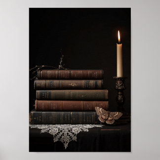 Arte de pared de velas de libros oscuros de la aca