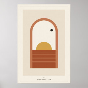 Arte de pared de ventana de arco puesta de sol, te
