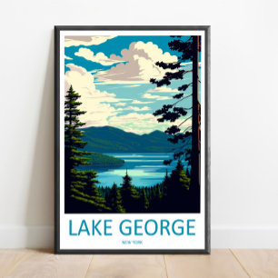 Arte de pared de viaje al Lago George Impresión La