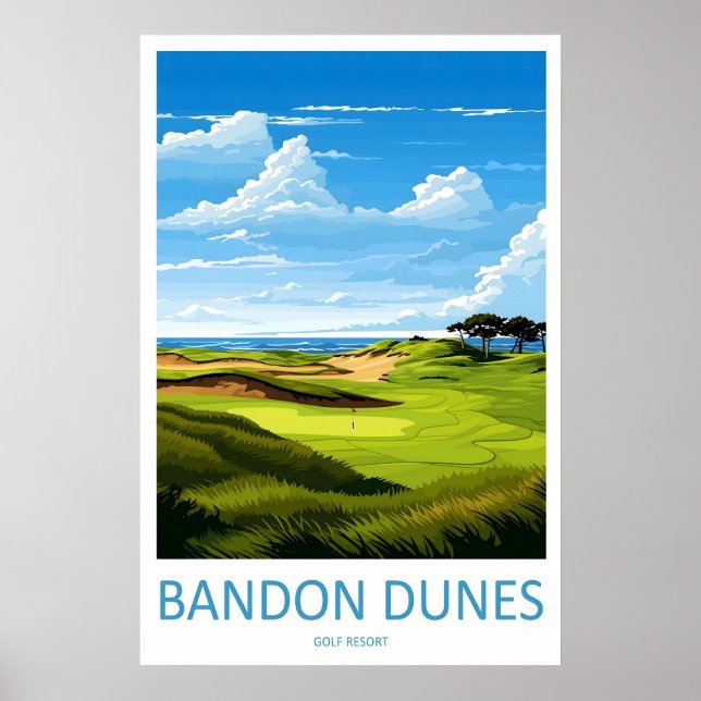 Arte de pared de viaje de Bandon Dunes Golf Resort (Frente)